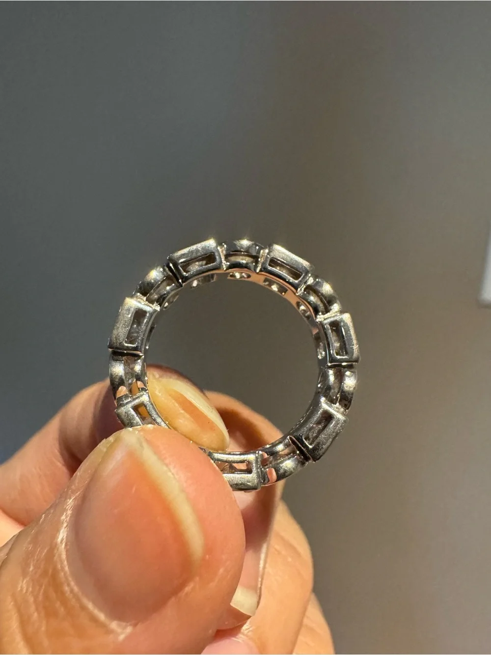 Moissanite Eternity Ring, S925 Sterling Silver Wedding Band, size 5.5